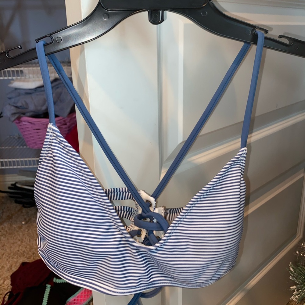 Striped target bikini top